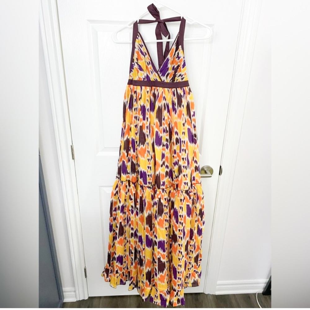 NWOT - Moda International Colorful Halter Maxi Dress